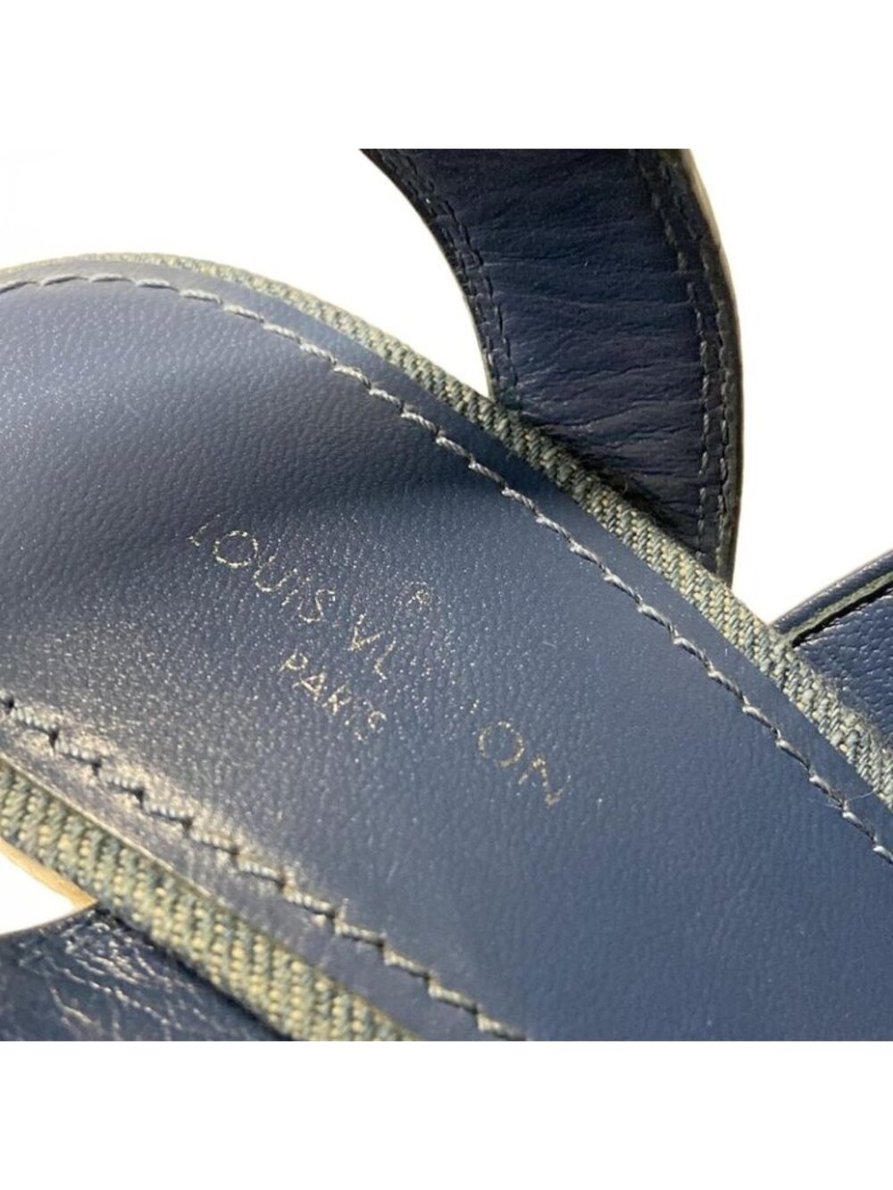 Louis Vuitton Sandals 35 Navy Ivory Wedge Sole Leather - Picture 5 of 8